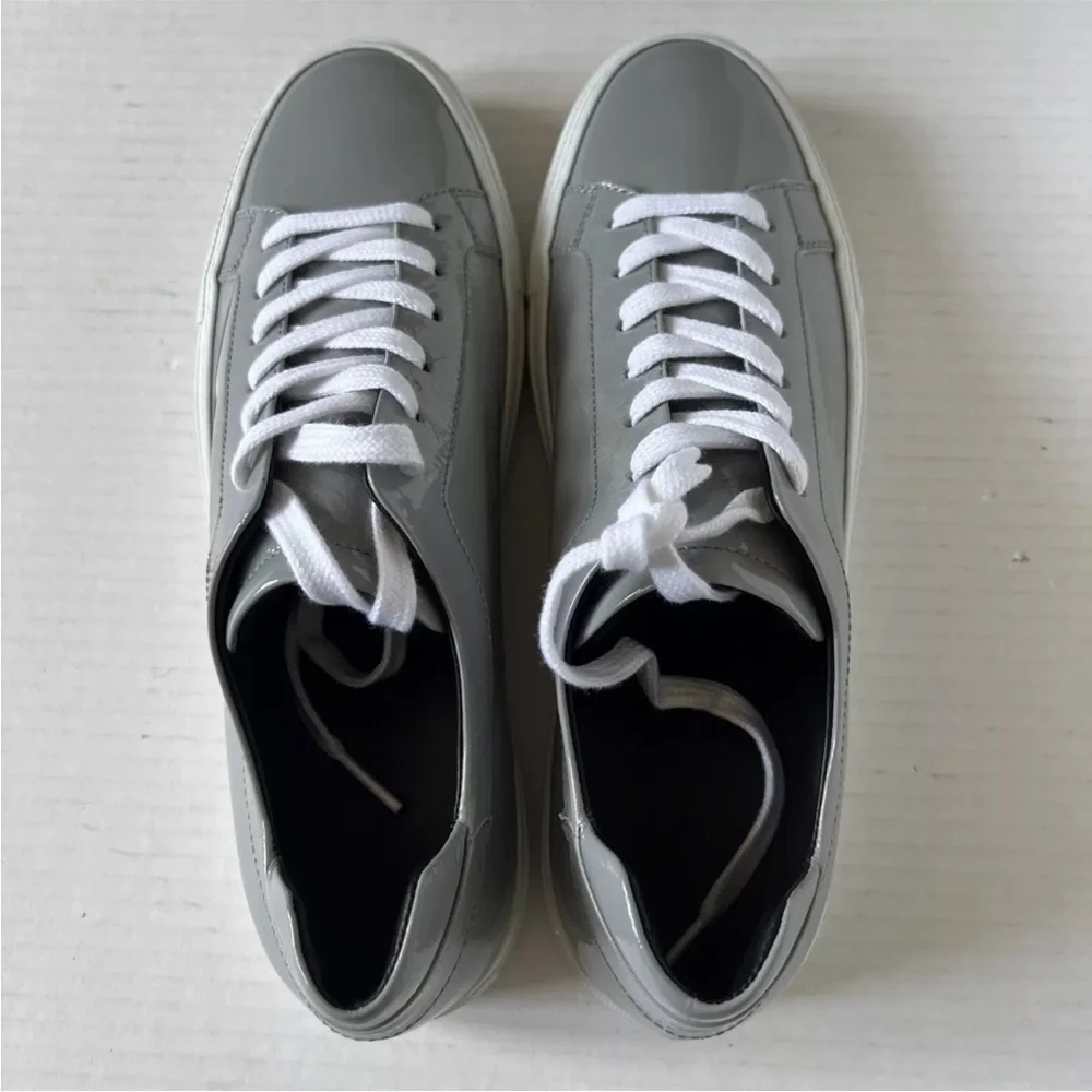 💖SALE💖M. Gemi 39/8.5 Sneakers Shoes Gray Patent Leather Made in Italy Women's - Picture 3 of 9